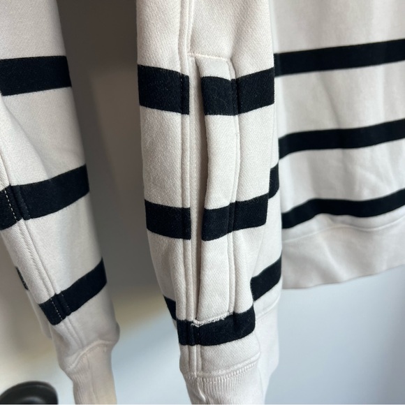 Abercrombie & Fitch White Black Stripe Half Zip Up Pullover, Size Large. - Picture 8 of 11